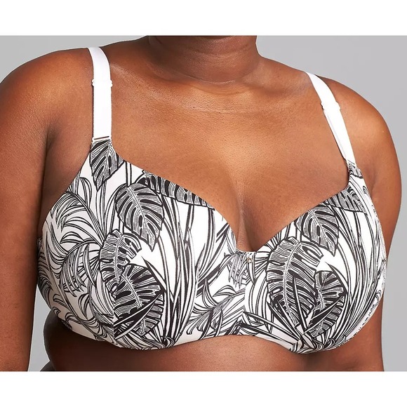 Cacique Other - Cacique x Lane Bryant Lightly Lined Balconette Bra Pink & Black Tropical 42DDD